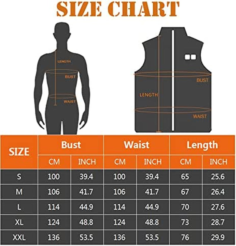 Mens Heated Vest with 3 Heating Level & 9 Heating Zones, Washable Lightweight Zip Heated Vest with Battery Pack