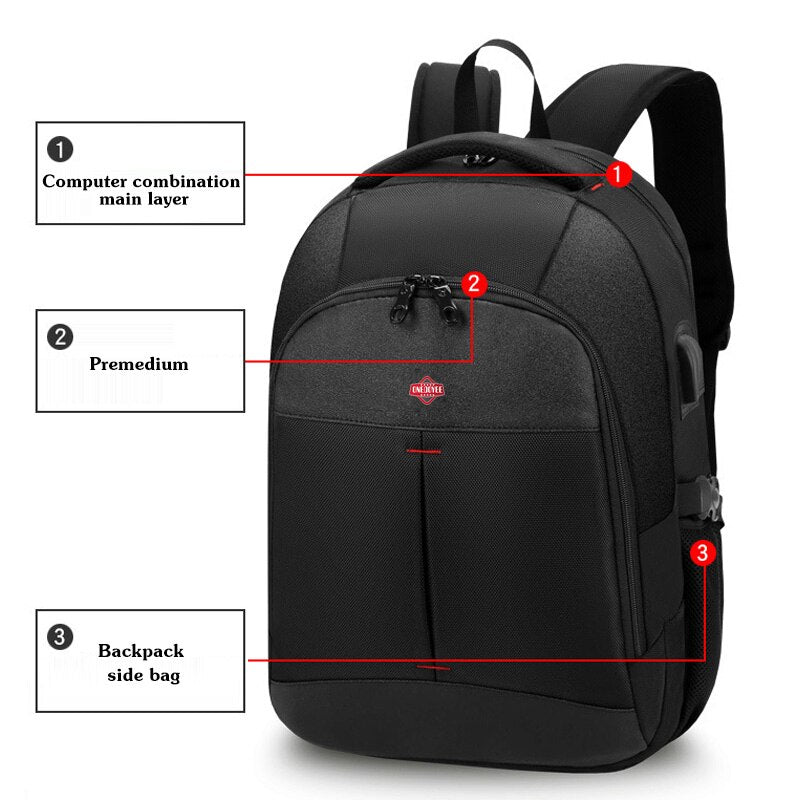 Business Backpack USB Charging Multifunctional Waterproof Oxford Student Travel Bagpack Men Male Laptop Backpack Mochila