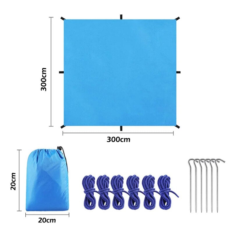 Professional Title: "Durable and Waterproof Outdoor Canopy Cloth - Large Lightweight Tarp for Camping Tent, Shelter, Hammock, Rain Fly Cover, and Sun Shade (290cm x 300cm)"