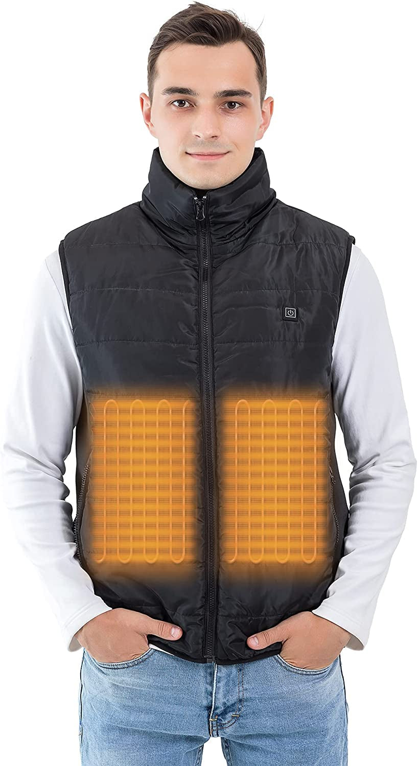 Heated Vest for Men TOSOHMK Warmer Heated Jacket Lightweight Black Electric Warming Vest for Snow Motorcycle Hunting Fishing